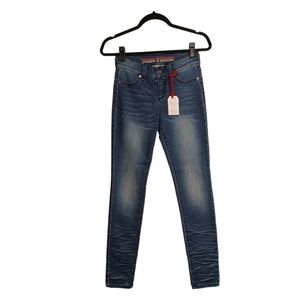 STANDARDS & PRACTICES Crinkle Print Dark Medium Blue Skinny Jeans 25 NWT